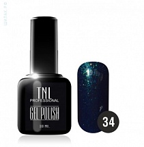 TNL Gel Polish Гель-лак №34 королевский синий с блестками, 10 мл.