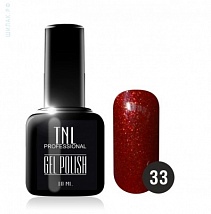 TNL Gel Polish Гель-лак №33 гранатовый с блестками, 10 мл.