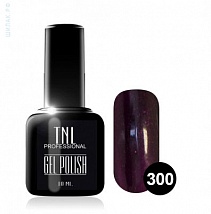 TNL Gel Polish Гель-лак №300 Темно-сливовый с блестками, 10 мл.