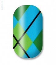 Наклейки на ногти Plaid sky blue green lime green 106-111