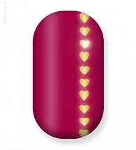 Наклейки на ногти Burgundy with gold hearts line 108-022