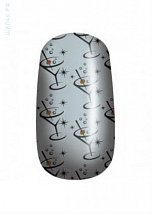 Наклейки на ногти OPI - Skyfall Pure Lacquer Nail Apps - Shaken Not Stirred (Silver with Martini Glass print)