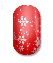 Наклейки на ногти Ruby red lightning with silver snowflakes 108-033