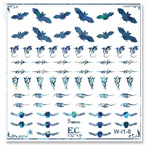 El Corazon водные наклейки, Голубая голография W-F1-08