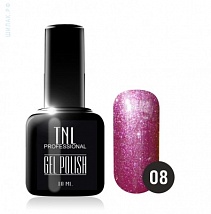 TNL Gel Polish Гель-лак №08 фиолетовый с блестками, 10 мл.