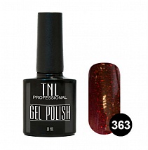 TNL Gel Polish Гель-лак №363 Темно-бордовый с красными блестками, 10 мл.