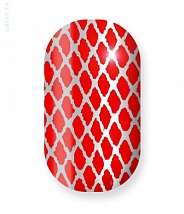 Наклейки на ногти Red with silver fishnet 106-031