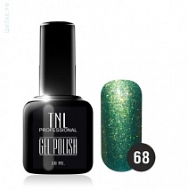 TNL Gel Polish Гель-лак №68 зеленый с блестками, 10 мл.