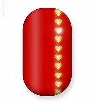 Наклейки на ногти Red with gold hearts line 108-005