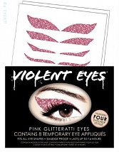 Наклейки для макияжа глаз Violent Eyes (розовый глиттер)