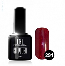 TNL Gel Polish Гель-лак №291 Темно-красный с блестками, 10 мл.